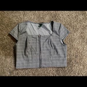 WILD FABLE CHECKERED ZIP-UP TOP